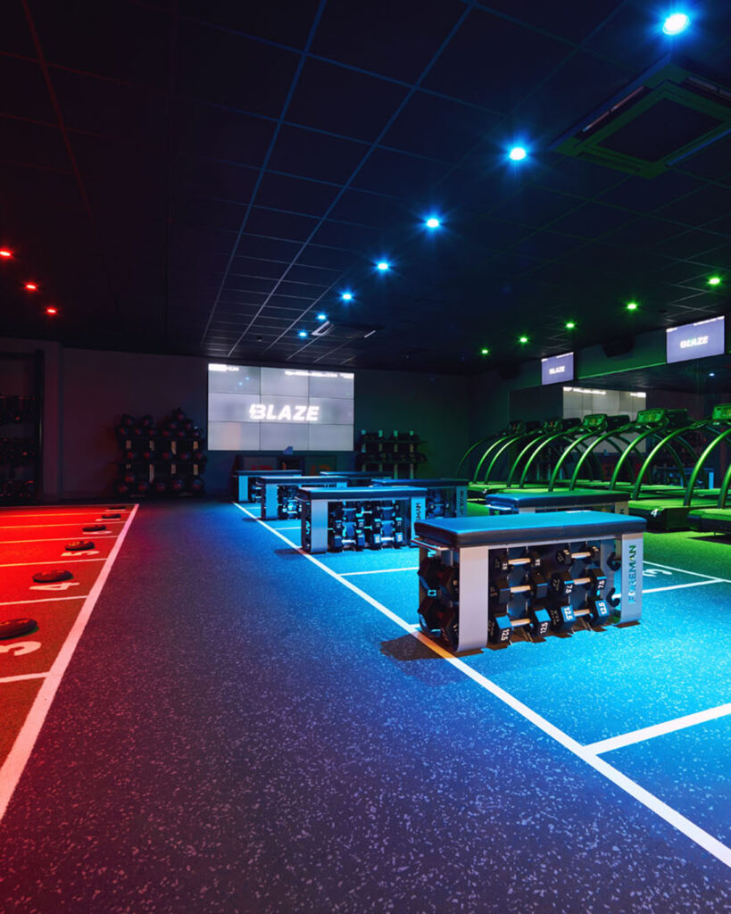 Multi-colour lighting solutions in a gym