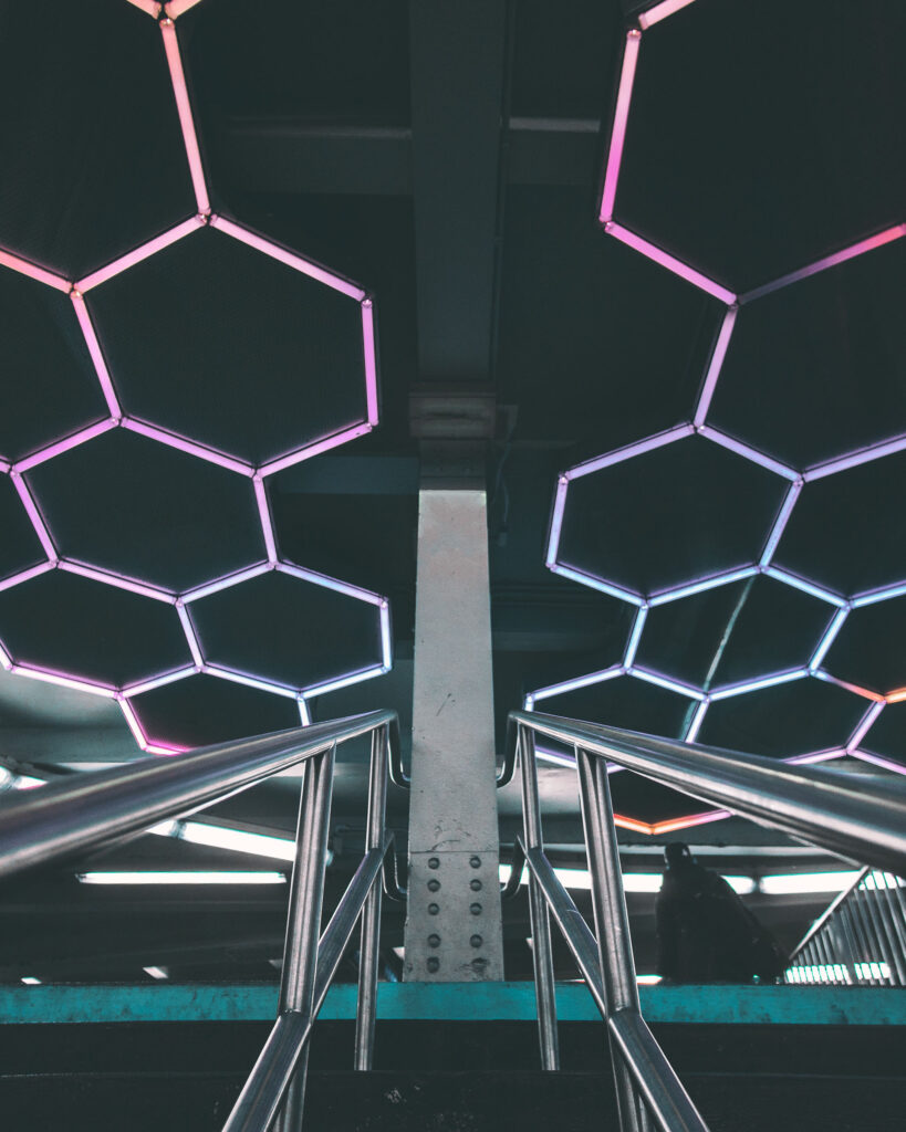 hexagonal architectural lighting in ceiling