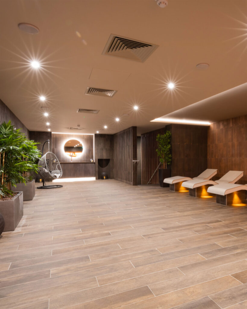 A spa using audio solutions such as speakers