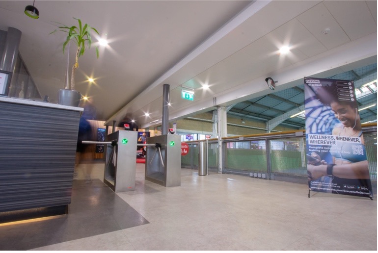 Access control system at the entrance of the gym reception.